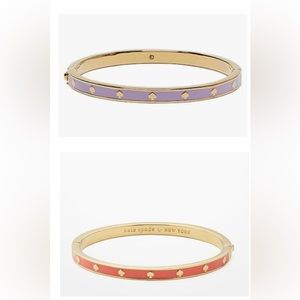 Kate Spade Spot The Spade Enamel Hinged Bangle Bracelet Geranium Coral & Purple